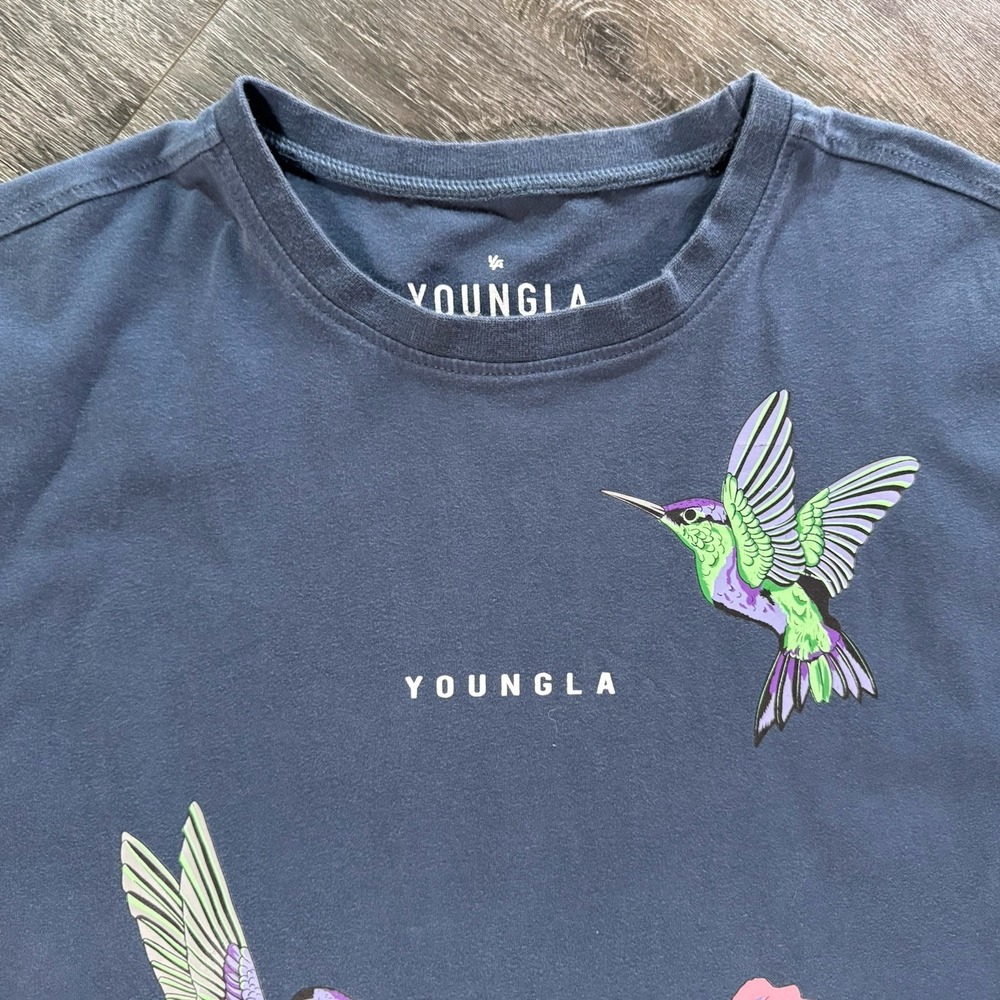 YoungLA Graphic T-Shirt Hummingbird Floral GYM Streetwear -Small Faded - Picture 4 of 7